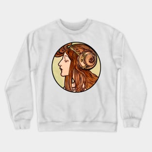 Art Nouveau woman bust  retro with colorful vintage  design Crewneck Sweatshirt